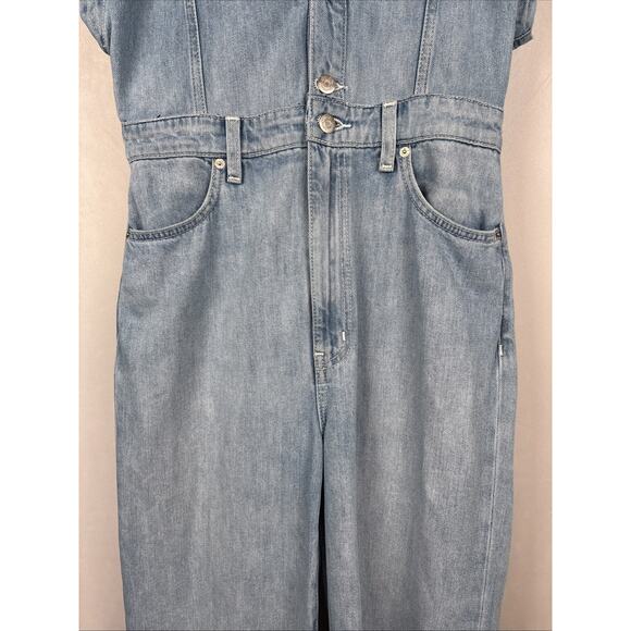 Etica Sky Blue V-Neck Denim Jumpsuit - Picture 5 of 13